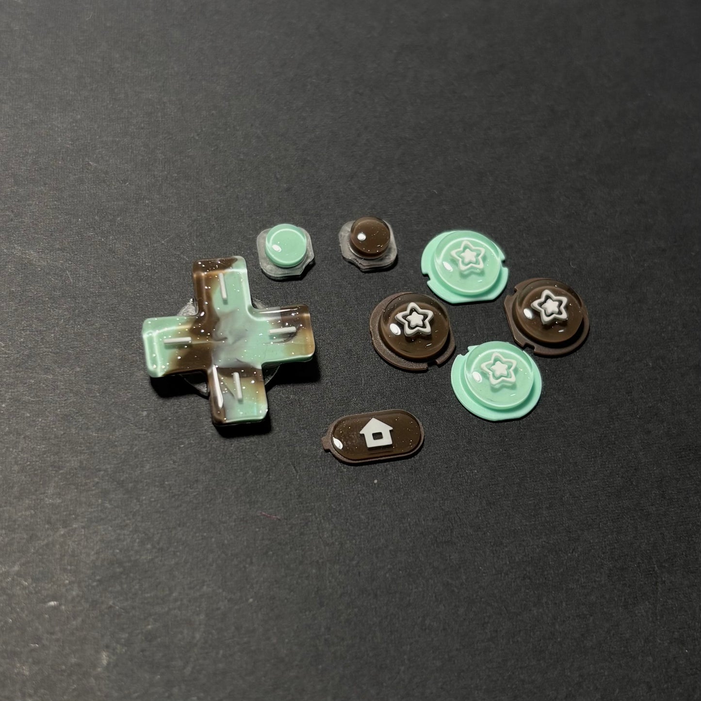 Mint Chocolate Star Resin Buttons for New 3DS XL