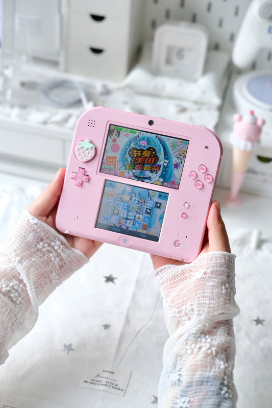 Pink Glitter Heart Buttons for Nintendo 2DS