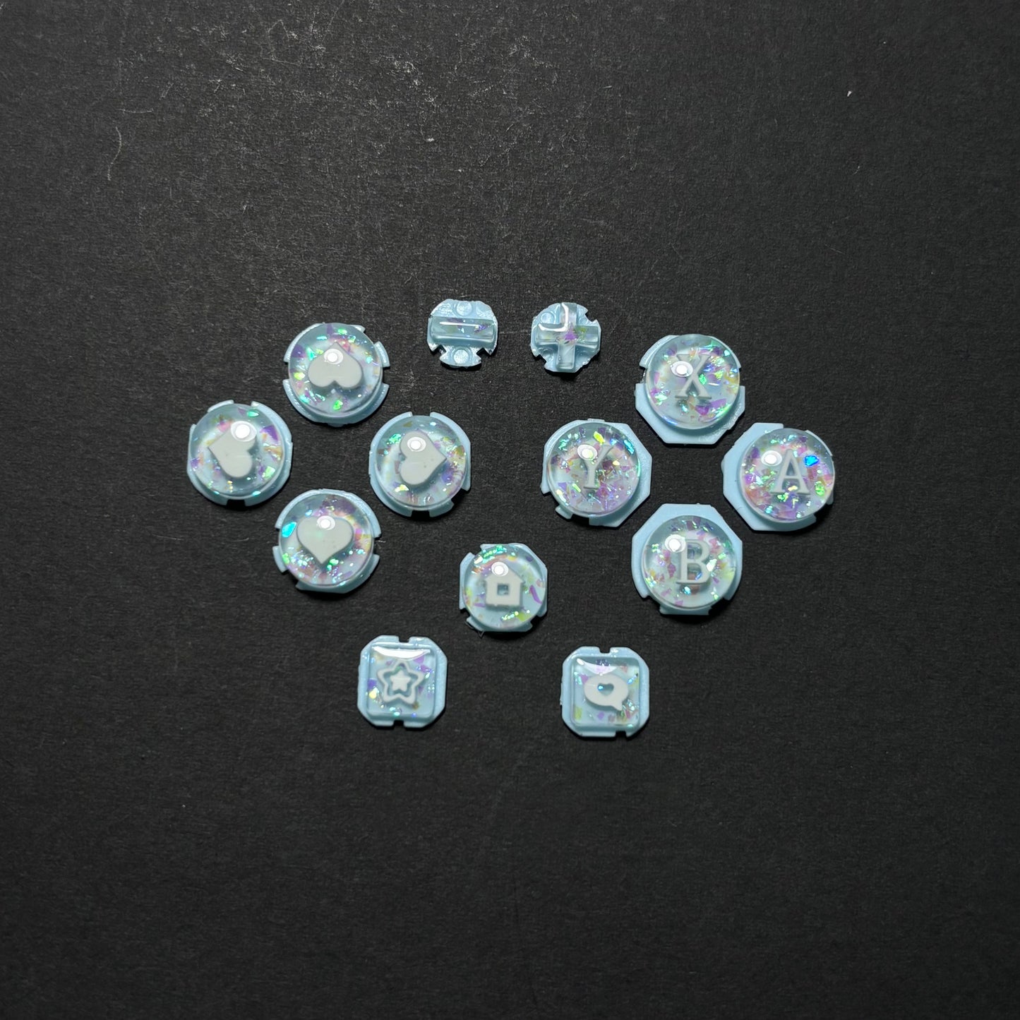 Iridescent Blue Resin Buttons for Switch 2
