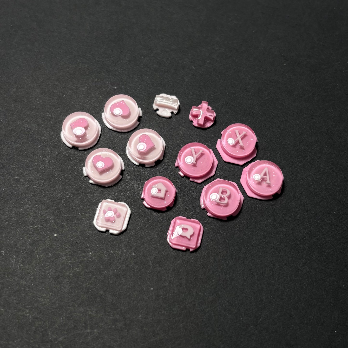 Pink Pearl Heart Resin Buttons for Nintendo Switch 2