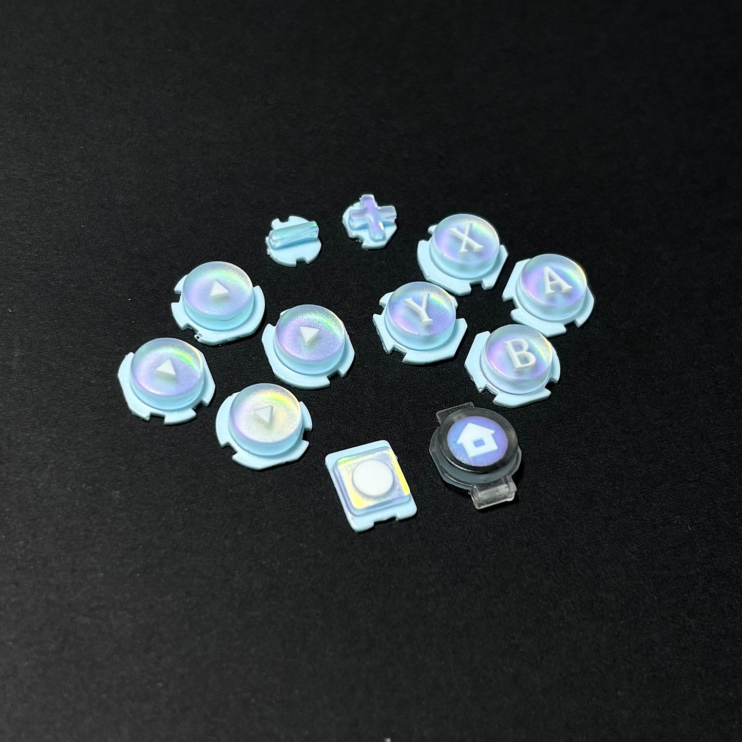 Frosted Blue Holographic Resin Buttons for Nintendo Switch