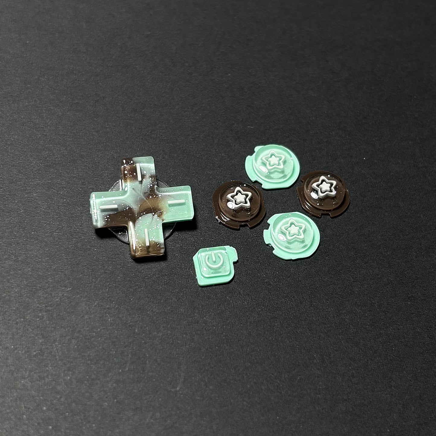 Mint Chocolate Star Resin Buttons for Nintendo 3DS