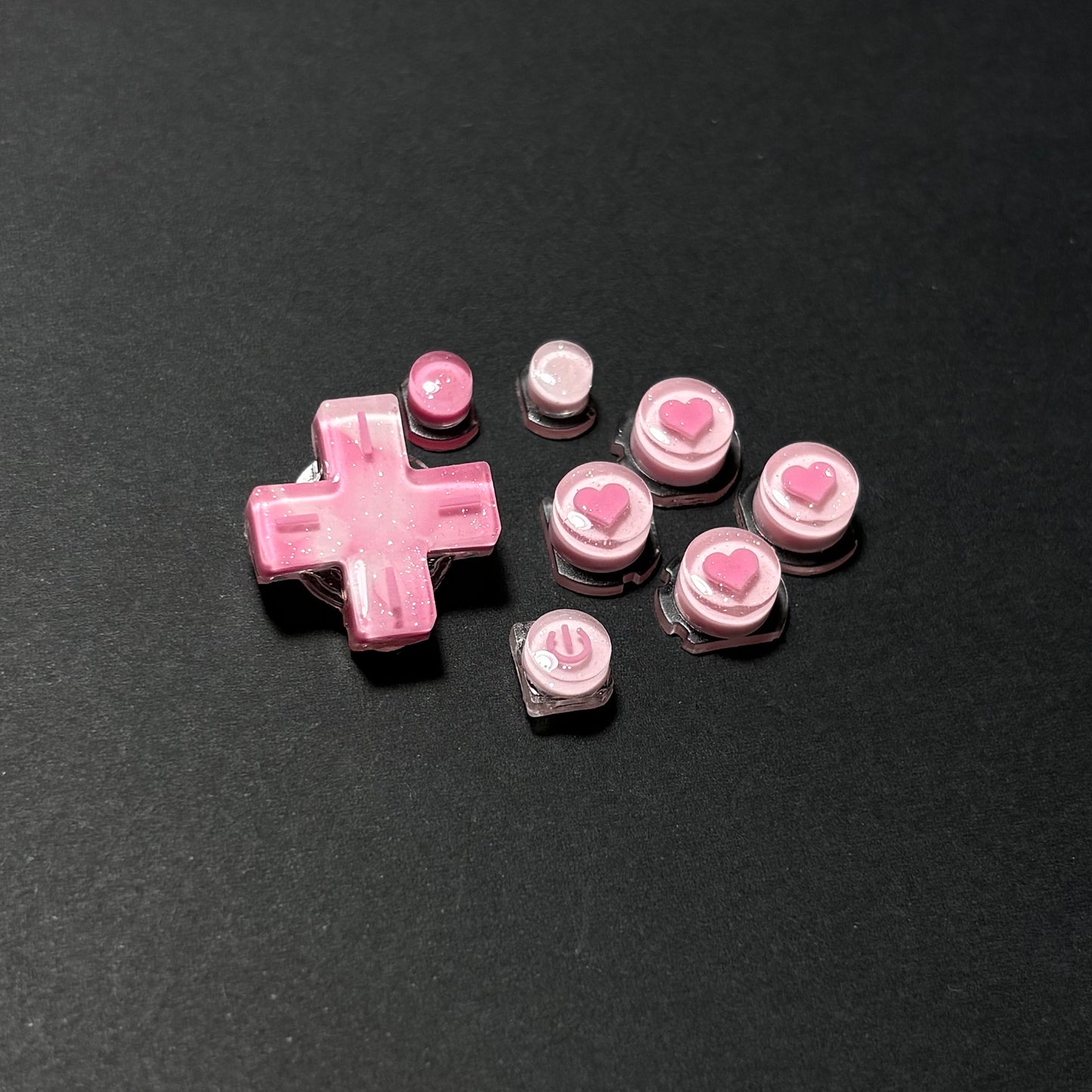 Pink Glitter Heart Buttons for Nintendo 2DS