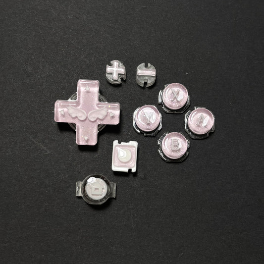 Pink Crystal Glitter Wing Buttons for Nintendo Switch Lite