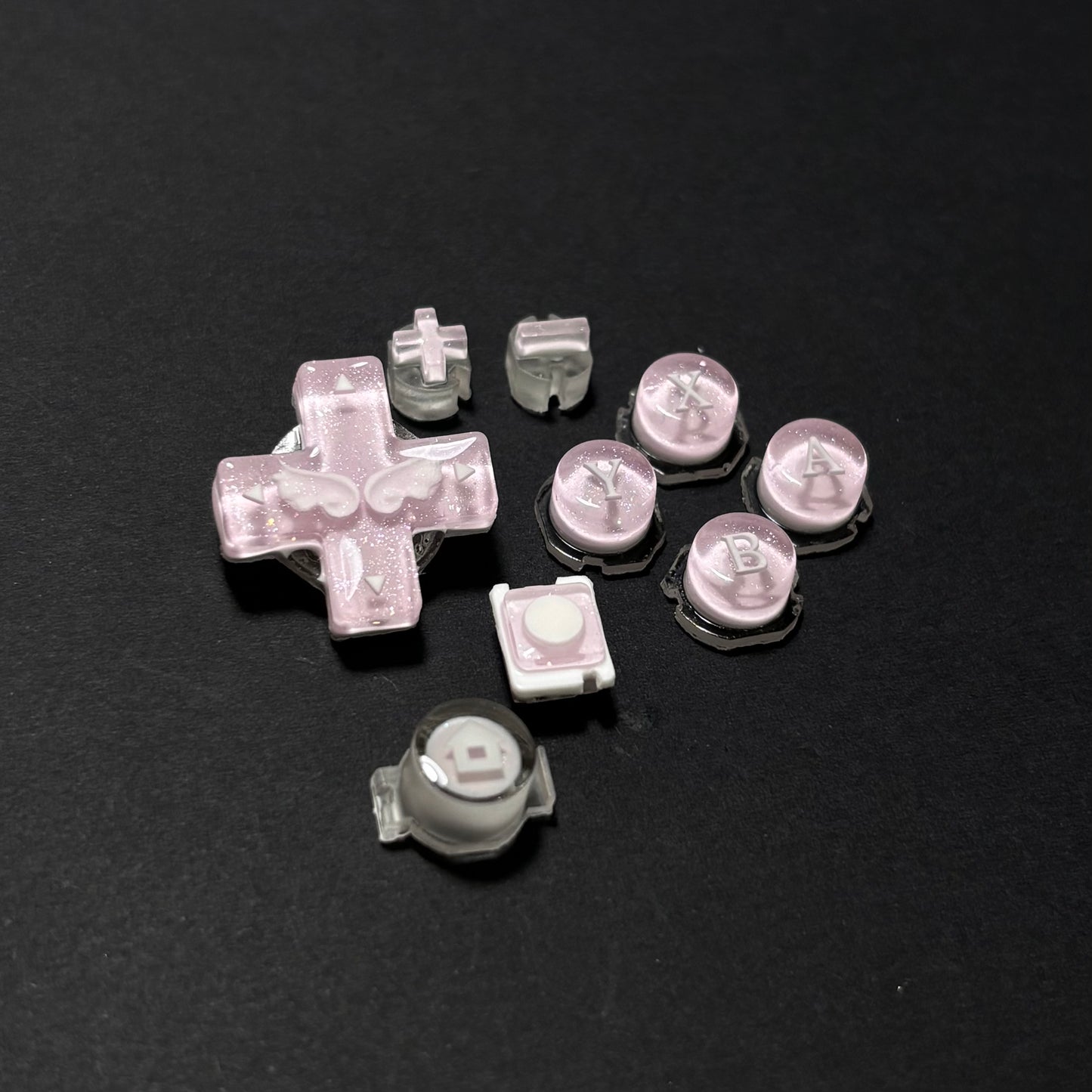 Pink Crystal Glitter Wing Buttons for Nintendo Switch Lite