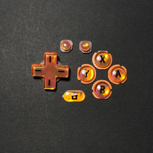 Transparent Orange Iridescent Buttons for New Nintendo 3DS XL