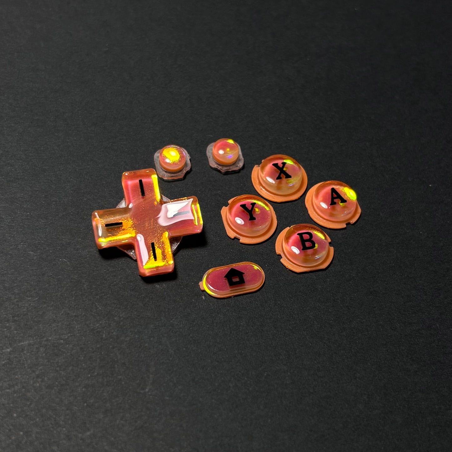 Transparent Orange Iridescent Buttons for New Nintendo 3DS XL