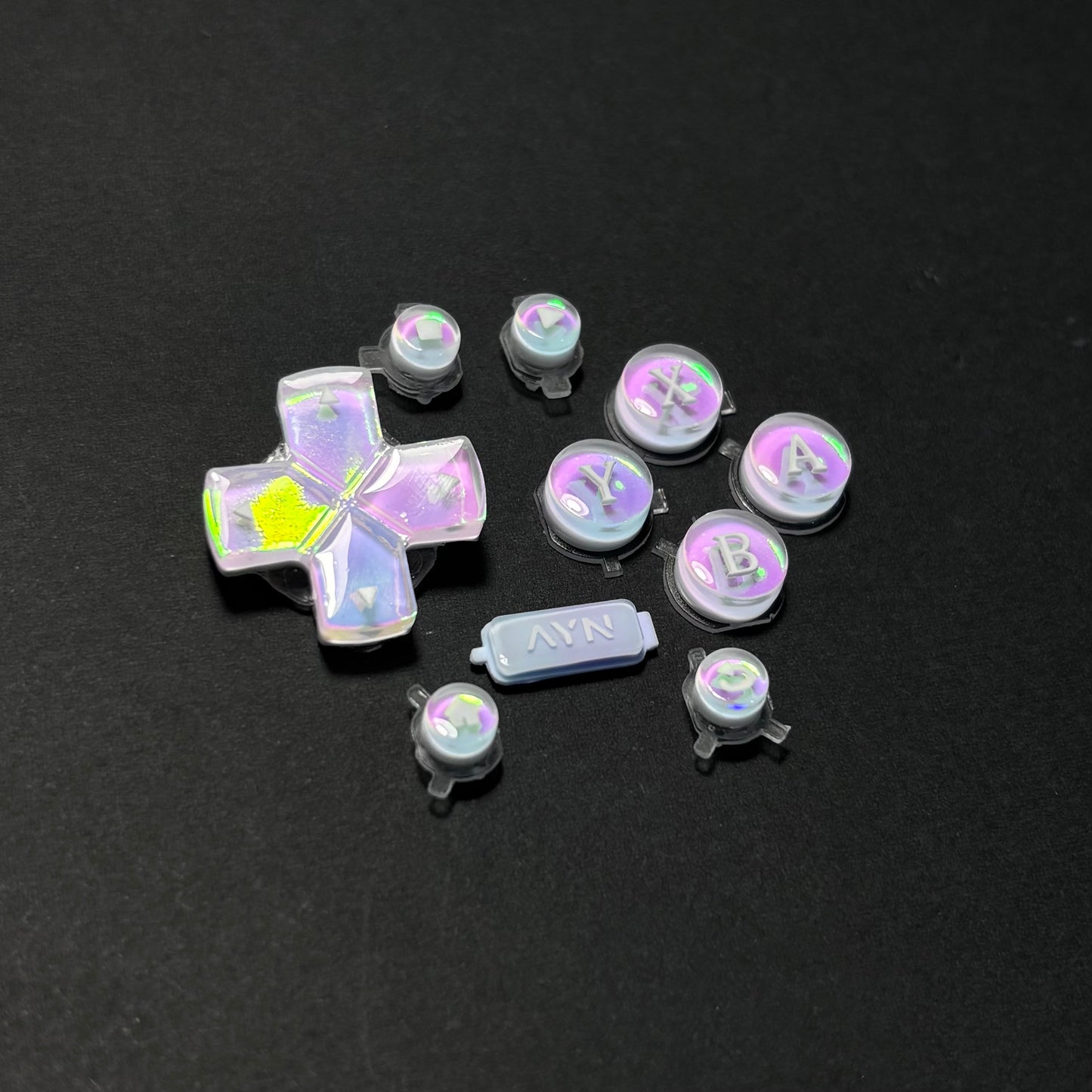 Pastel Rainbow Iridescent Buttons & Paw Thumbstick Caps for AYN Thor