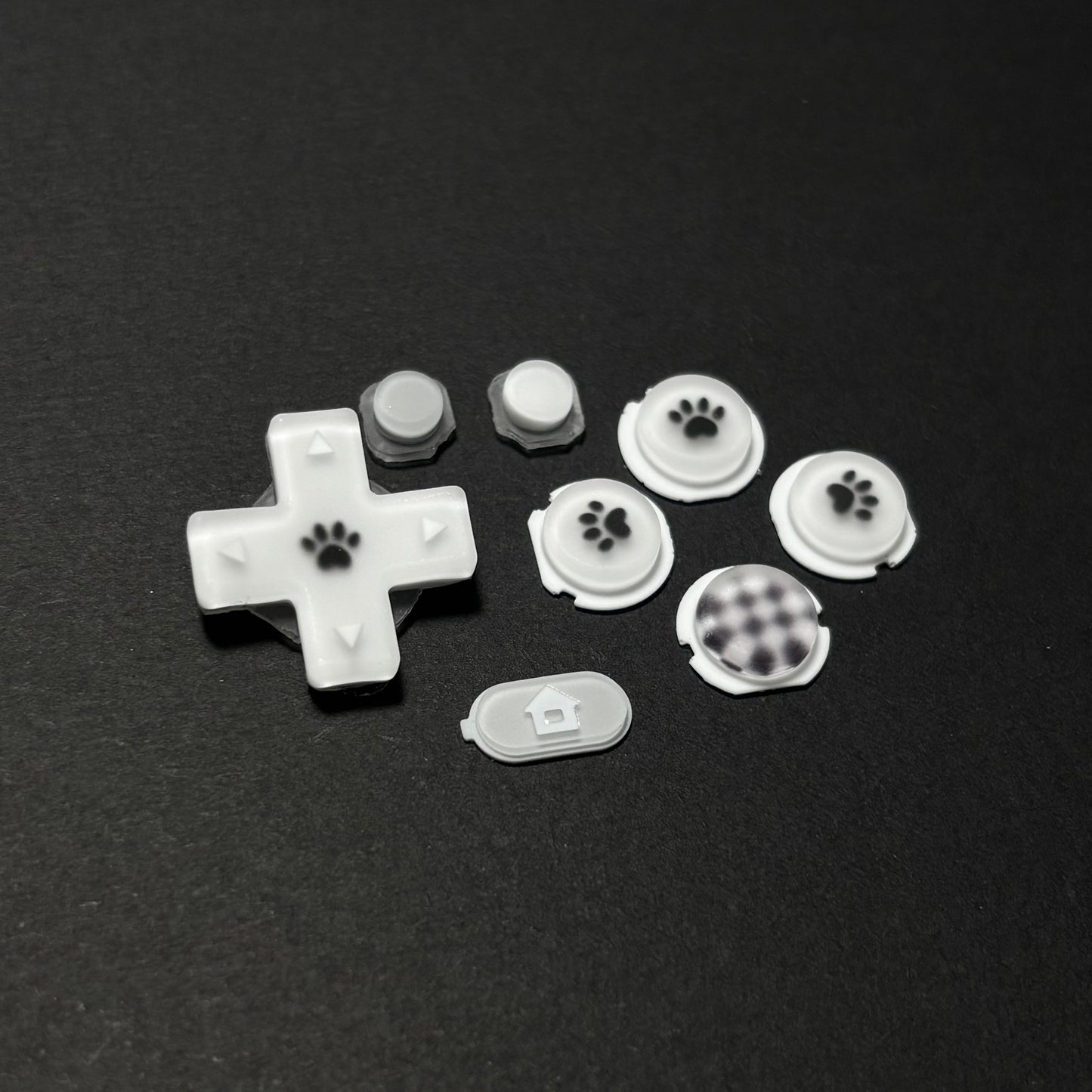 White Matte Paw & Checker Button Set for New 3DS XL