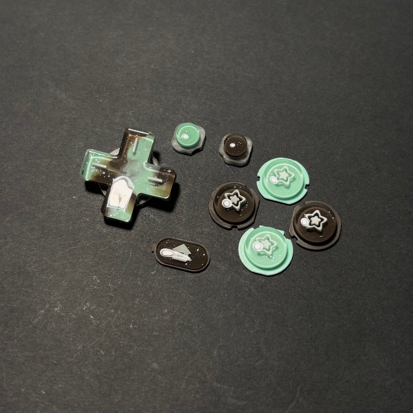 Mint Chocolate Star Resin Buttons for New 3DS XL