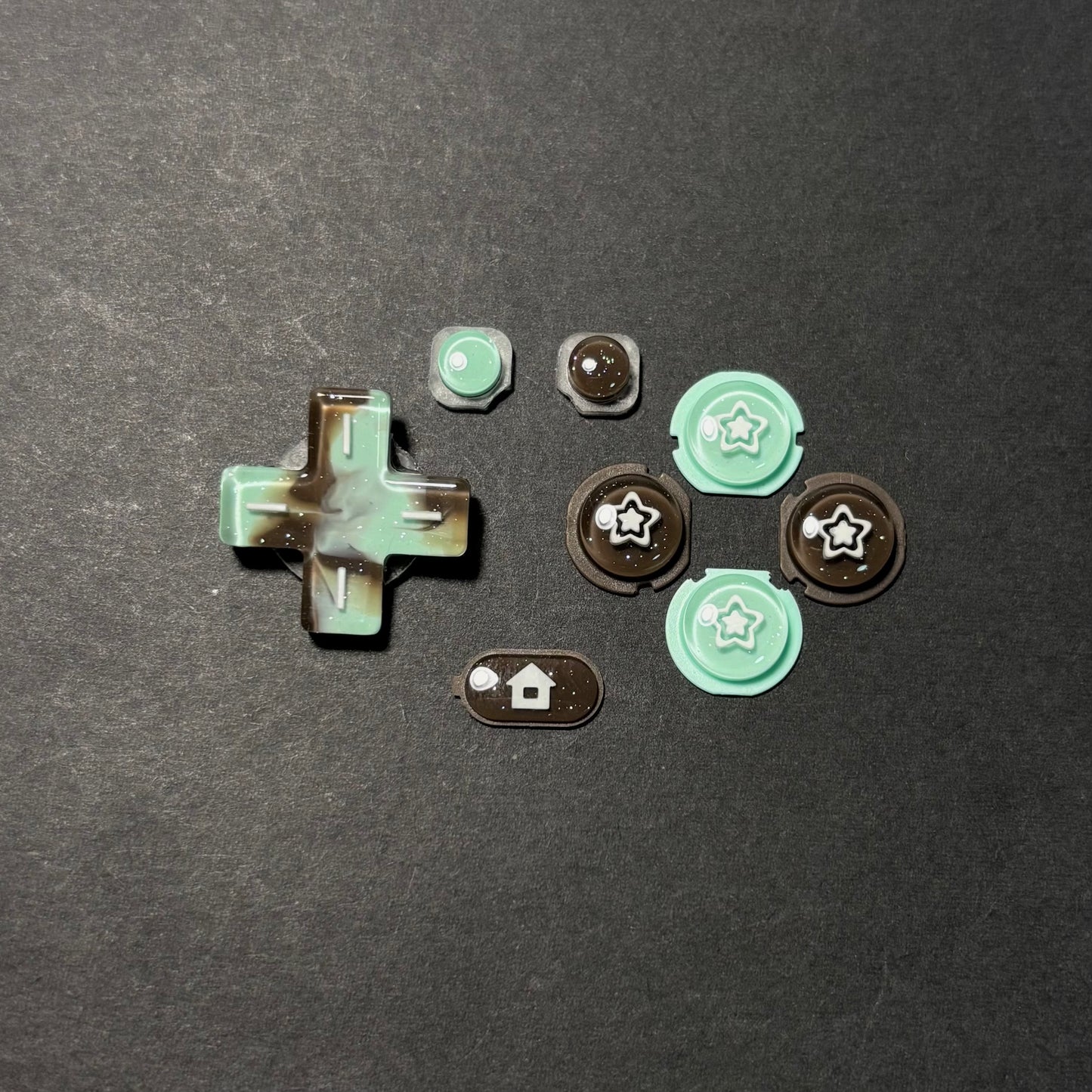Mint Chocolate Star Resin Buttons for New 3DS XL