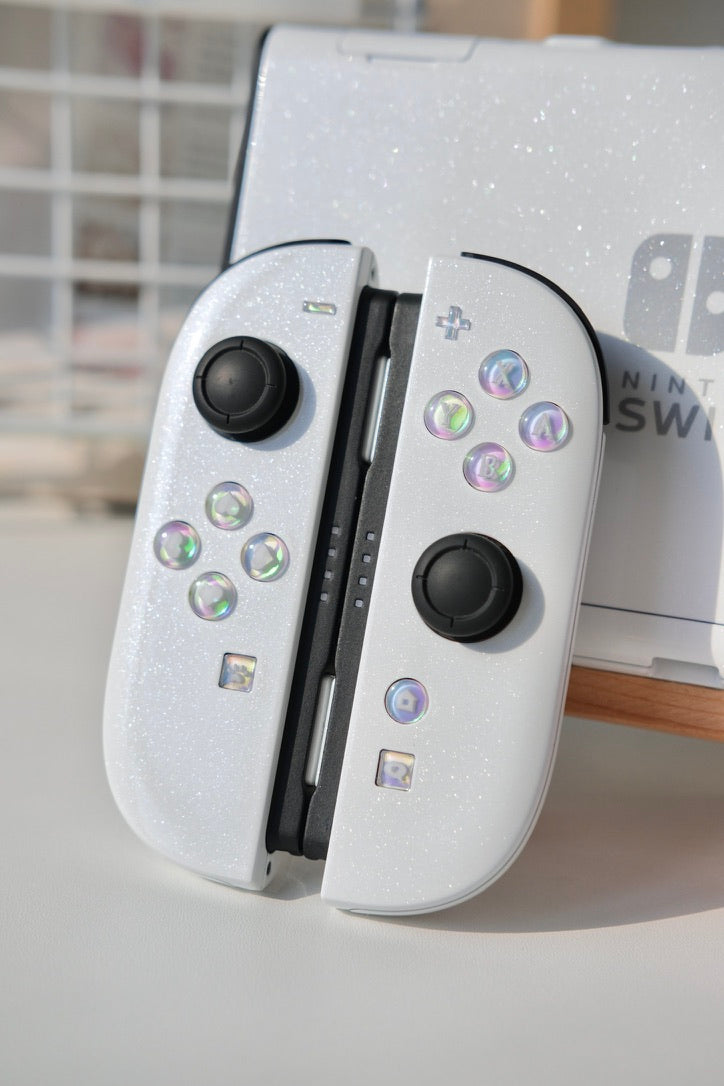 Custom Switch 2 Joycons Pink & White Glittery Handmade Shell & Buttons
