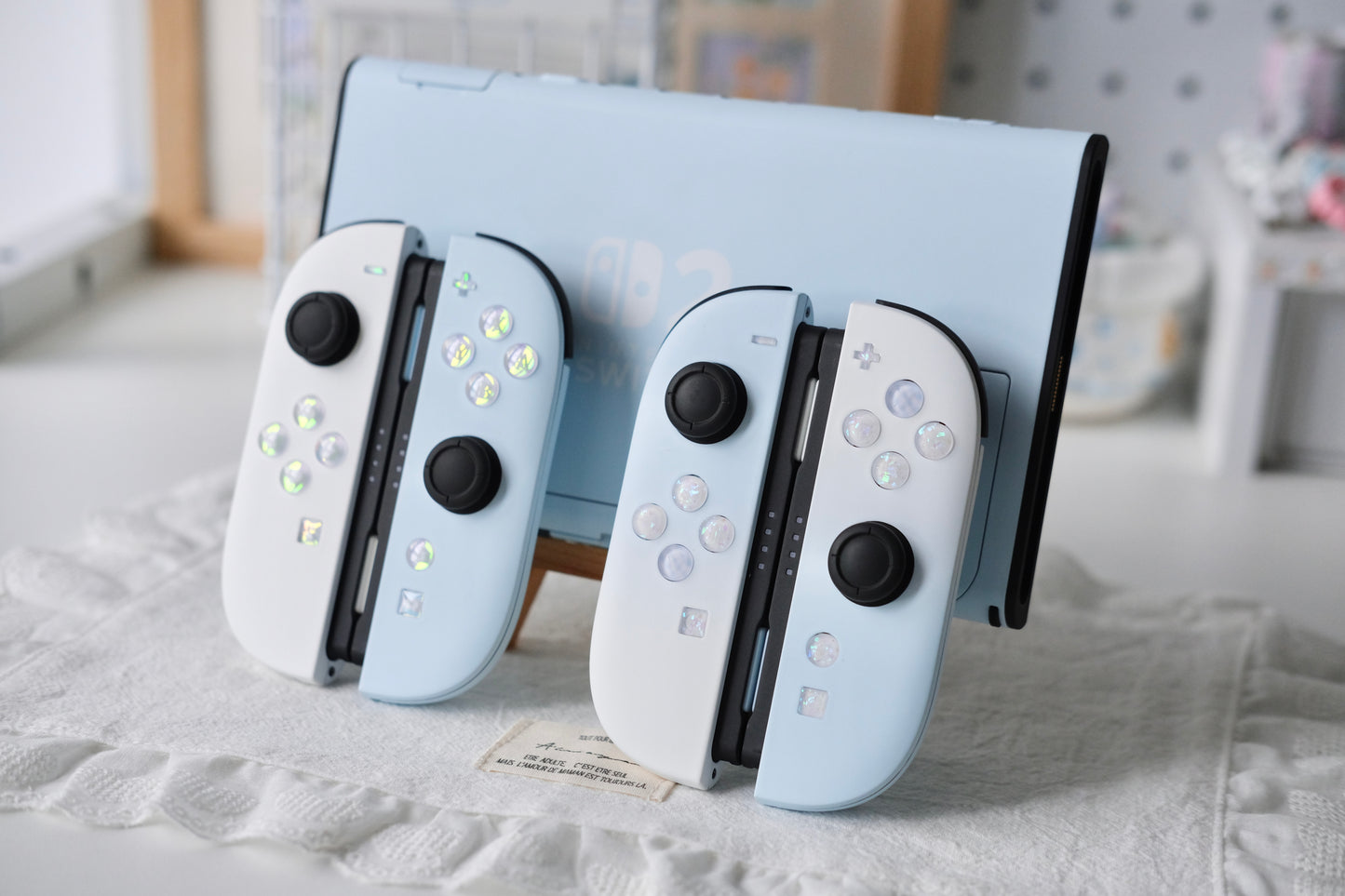 Blue & White Frosted Custom Joy-Con 2 Set for Switch 2