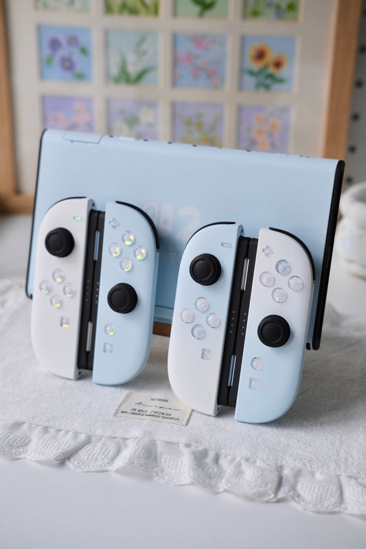 Custom Switch 2 Joy-Con Controllers | Blue & White Mix | Handmade Shell & Buttons