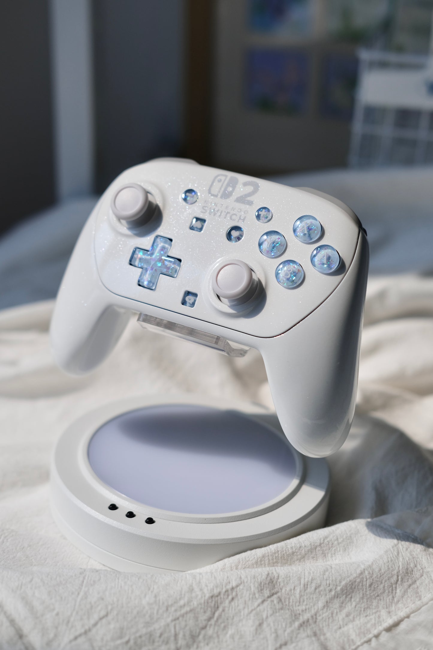 Blue Glitter Resin Buttons for Switch Pro 2
