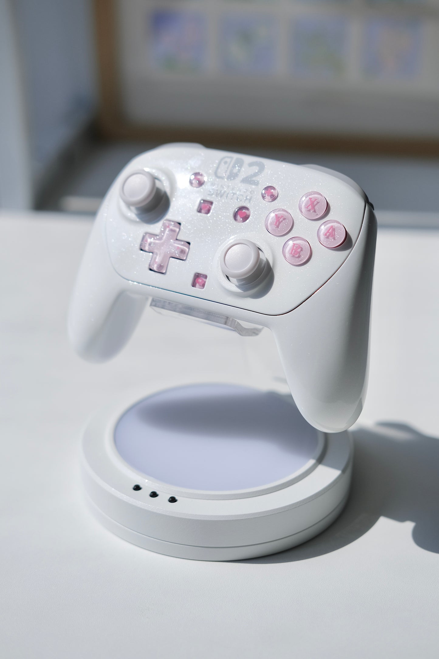 Sweet Pink Glitter Buttons for Switch Pro 2