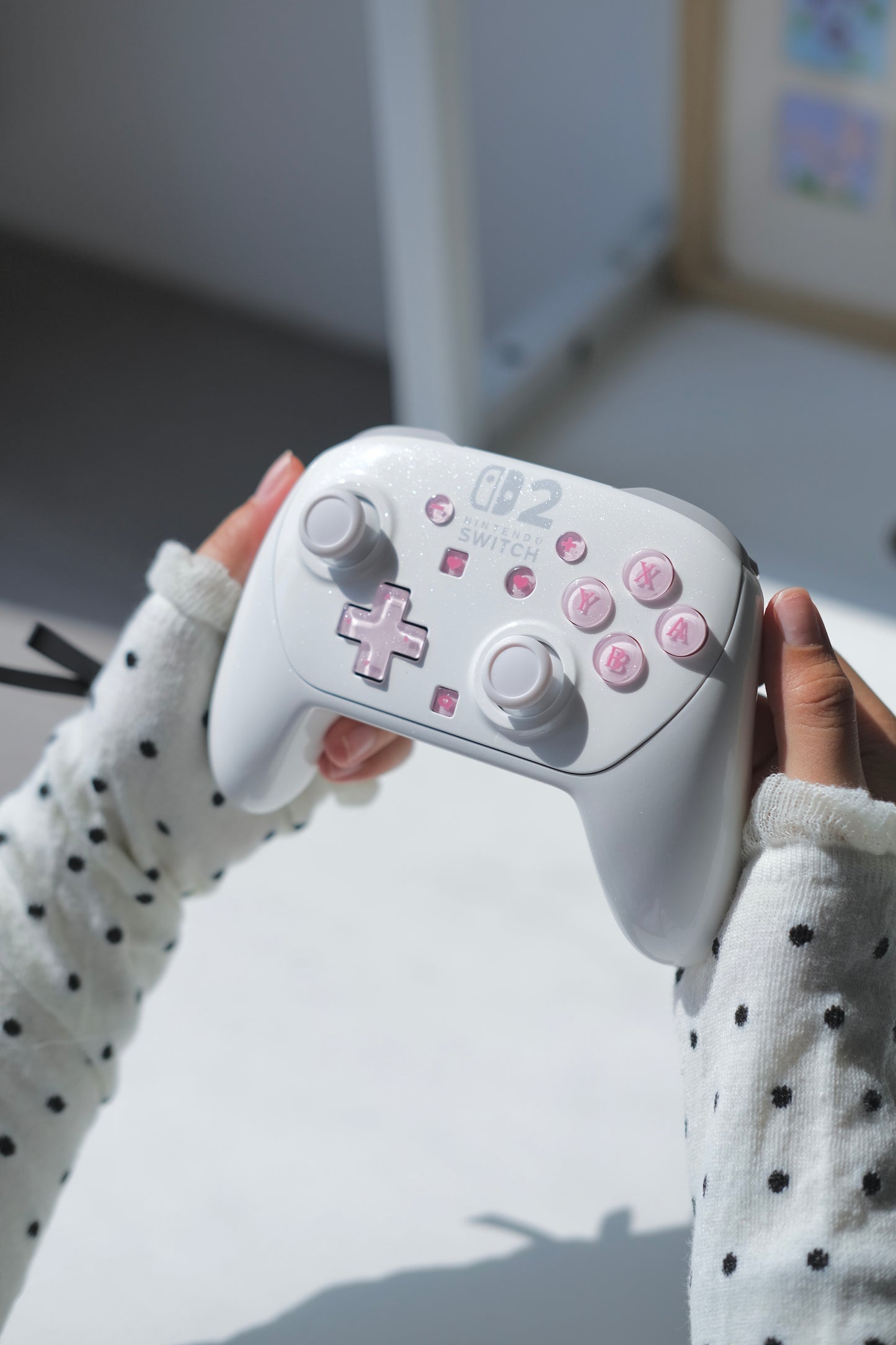 Sweet Pink Glitter Buttons for Switch Pro 2