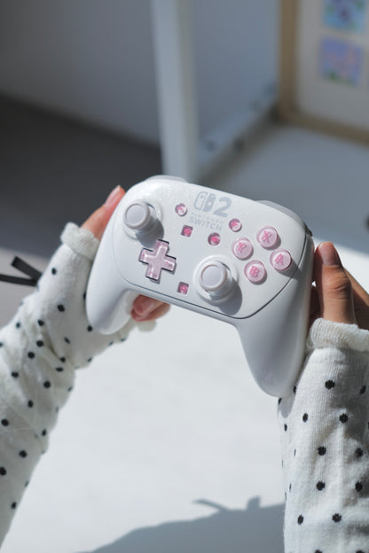 Sweet Pink Glitter Buttons for Switch Pro 2