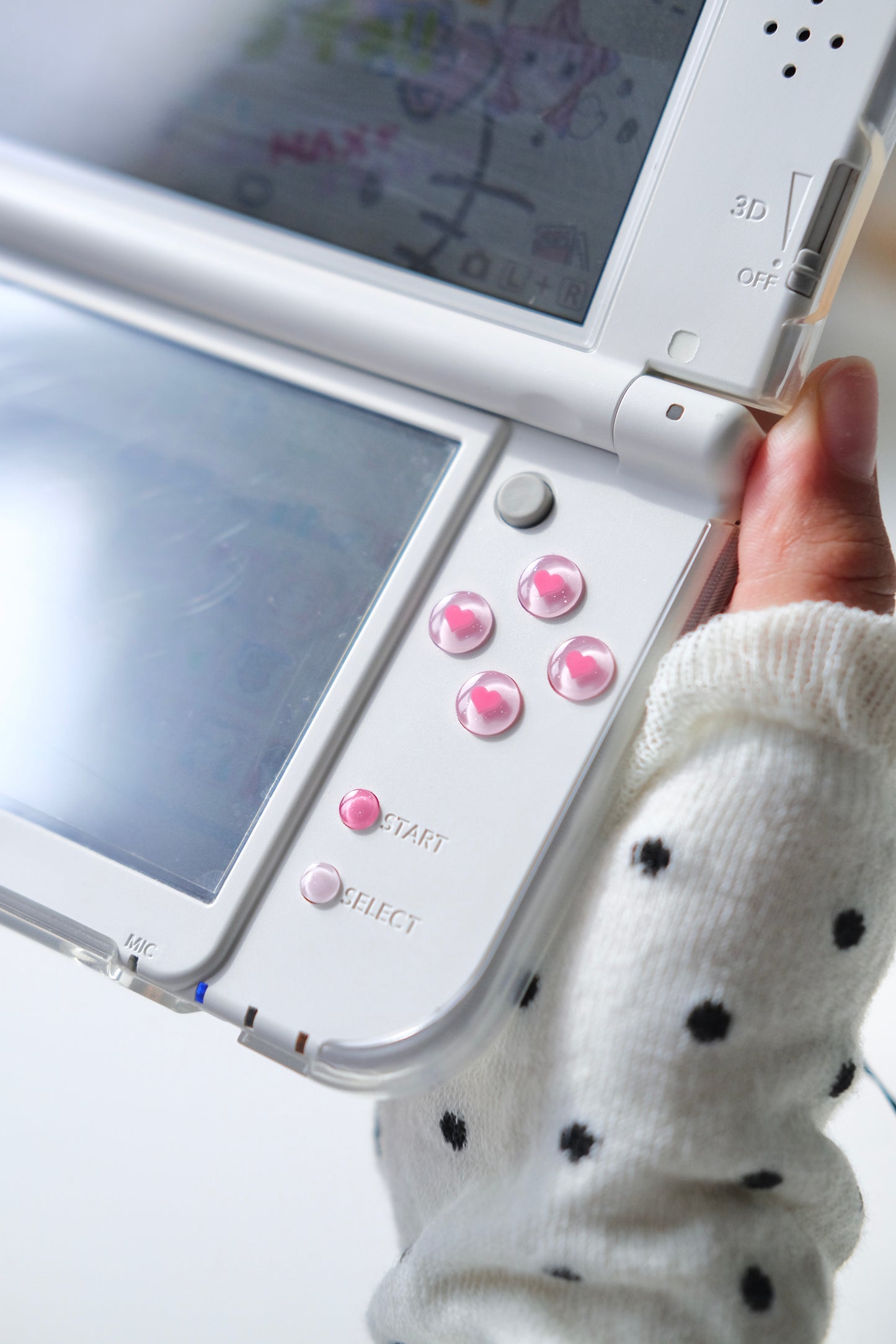 Pink Heart Resin Buttons for New 3DS XL