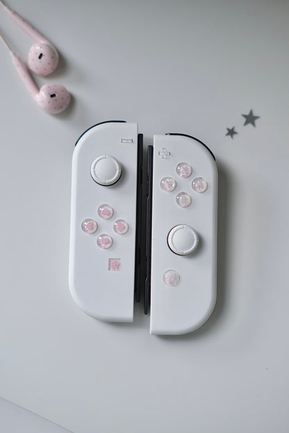 White Opal Heart Resin Buttons for Nintendo Switch