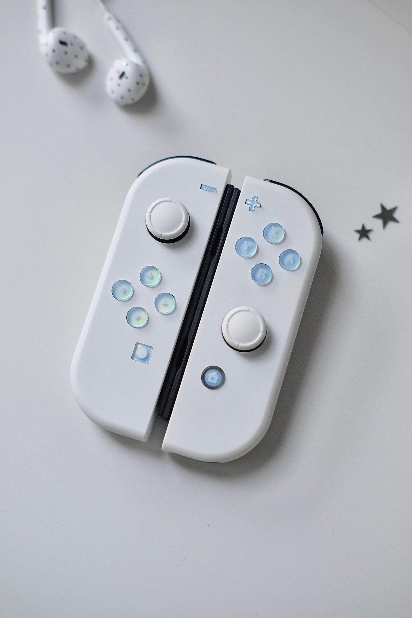 Frosted Blue Holographic Resin Buttons for Nintendo Switch