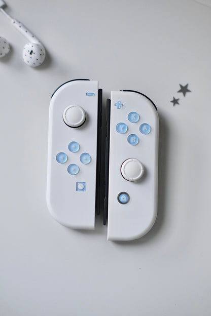 Frosted Blue Holographic Resin Buttons for Nintendo Switch