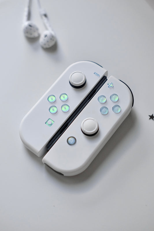Frosted Blue Holographic Resin Buttons for Nintendo Switch