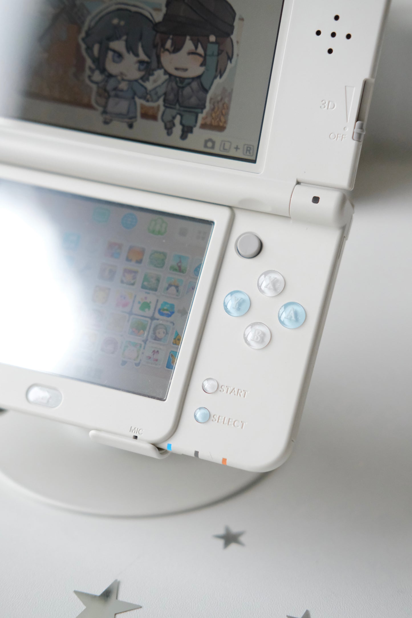White & Blue Glitter Buttons for New Nintendo 3DS
