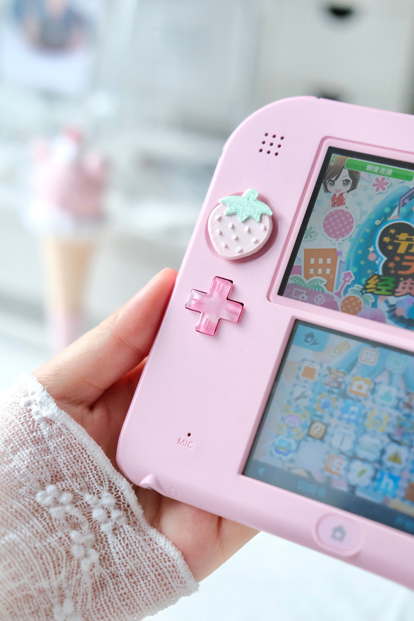 Pink Glitter Heart Buttons for Nintendo 2DS