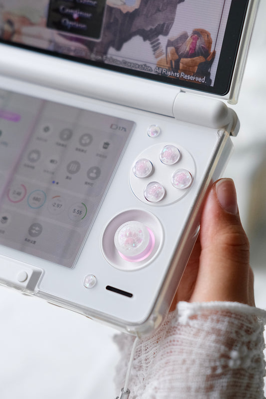 Pink Opal Star Buttons & Paw Thumbstick Caps for AYN Thor