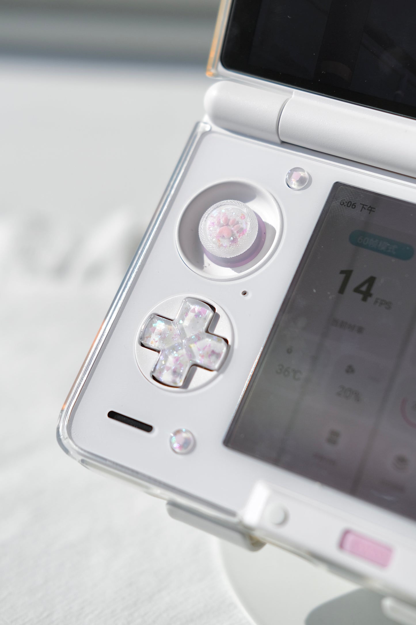 Pink Opal Star Buttons & Paw Thumbstick Caps for AYN Thor
