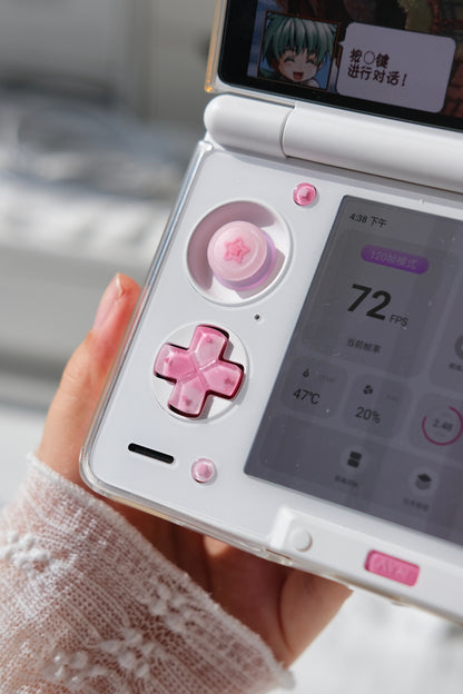 Pink Candy Buttons & Two-Tone Star Thumbstick Caps for AYN Thor
