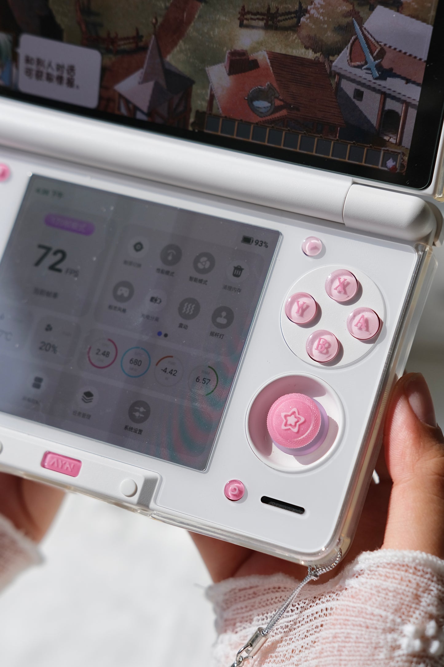 Pink Candy Buttons & Two-Tone Star Thumbstick Caps for AYN Thor