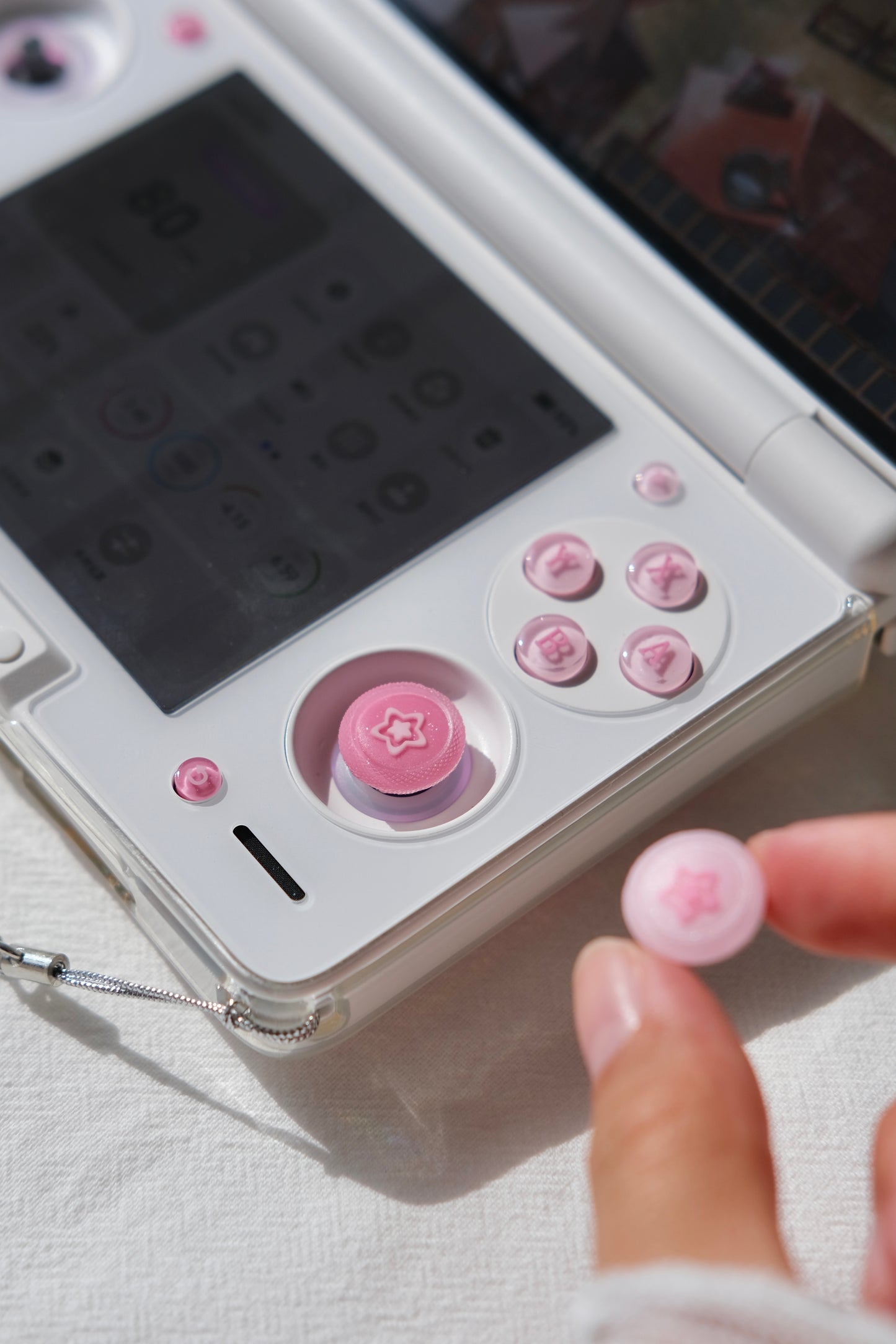 Pink Candy Buttons & Two-Tone Star Thumbstick Caps for AYN Thor