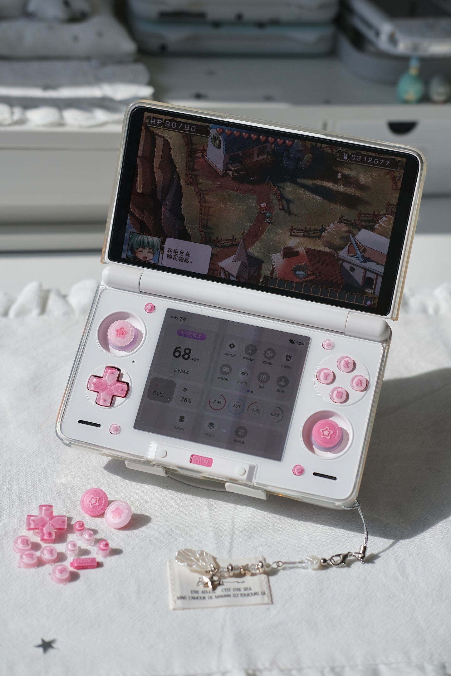 Pink Candy Buttons & Two-Tone Star Thumbstick Caps for AYN Thor
