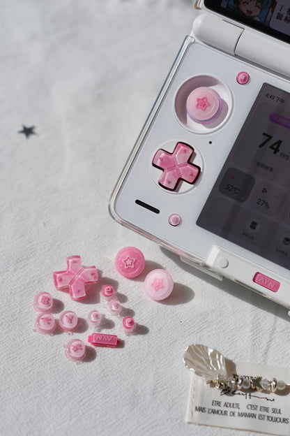 Pink Candy Buttons & Two-Tone Star Thumbstick Caps for AYN Thor