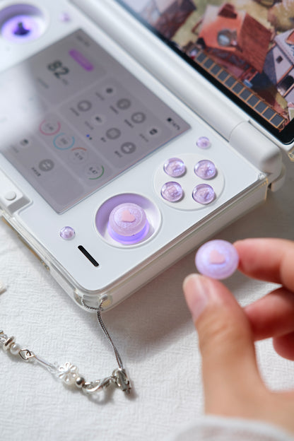 Lavender Dream Heart Buttons & Blue Sparkle Thumbstick Caps for AYN Thor