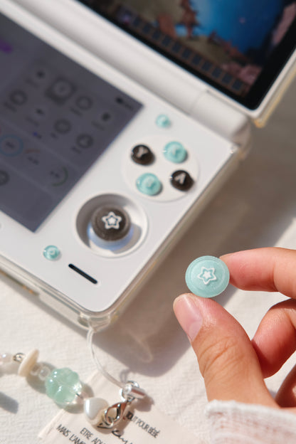 Mint Chocolate Star Button & Thumbstick Cap Set for AYN Thor