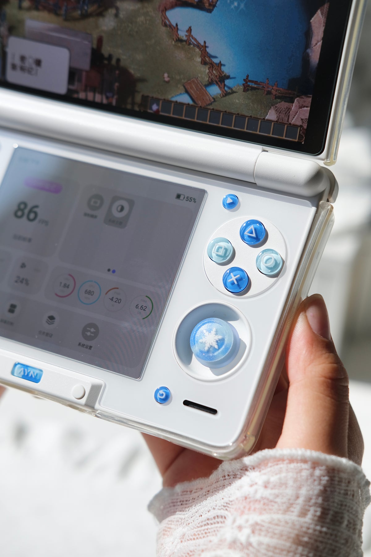 Ice Blue Snowflake Buttons & Thumbstick Caps for AYN Thor