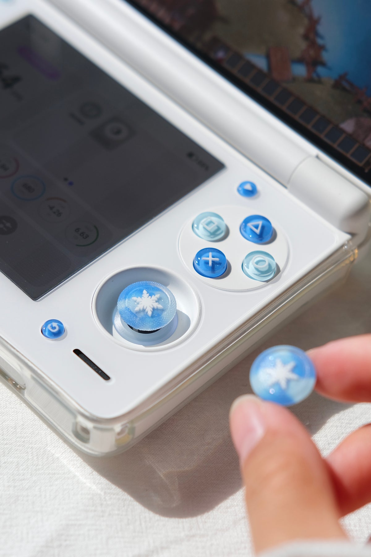 Ice Blue Snowflake Buttons & Thumbstick Caps for AYN Thor