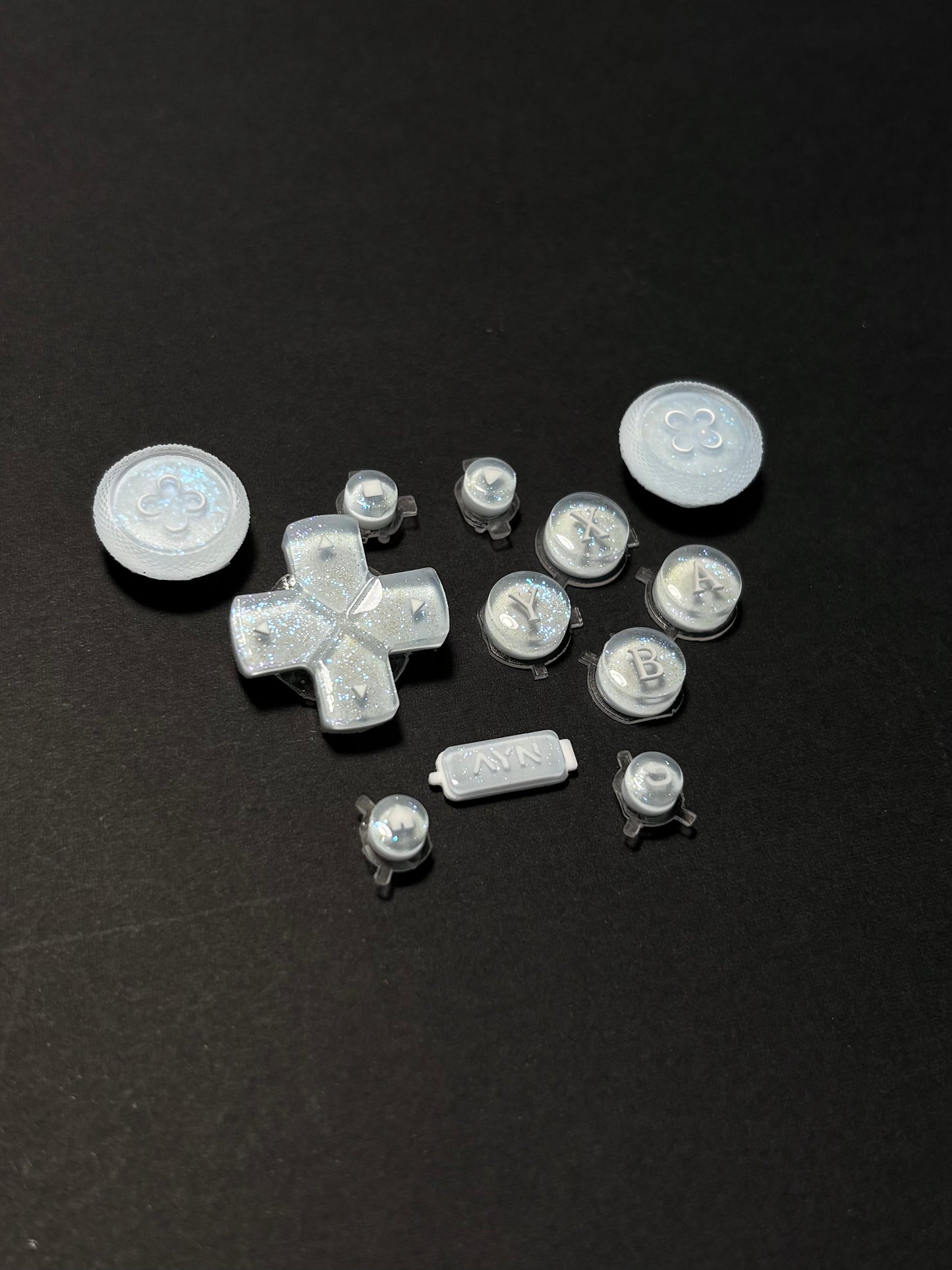 Crystal Moon Jellyfish Buttons & Aqua Glitter Thumbstick Caps for AYN Thor