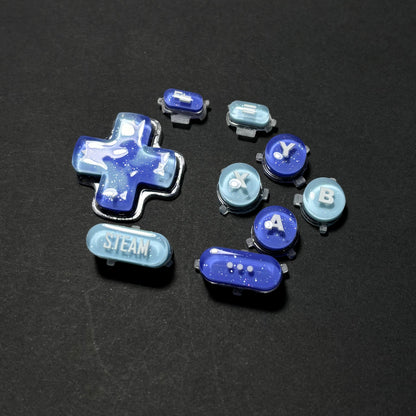 Ocean Blue Marble Glitter Button Set for Steam Deck