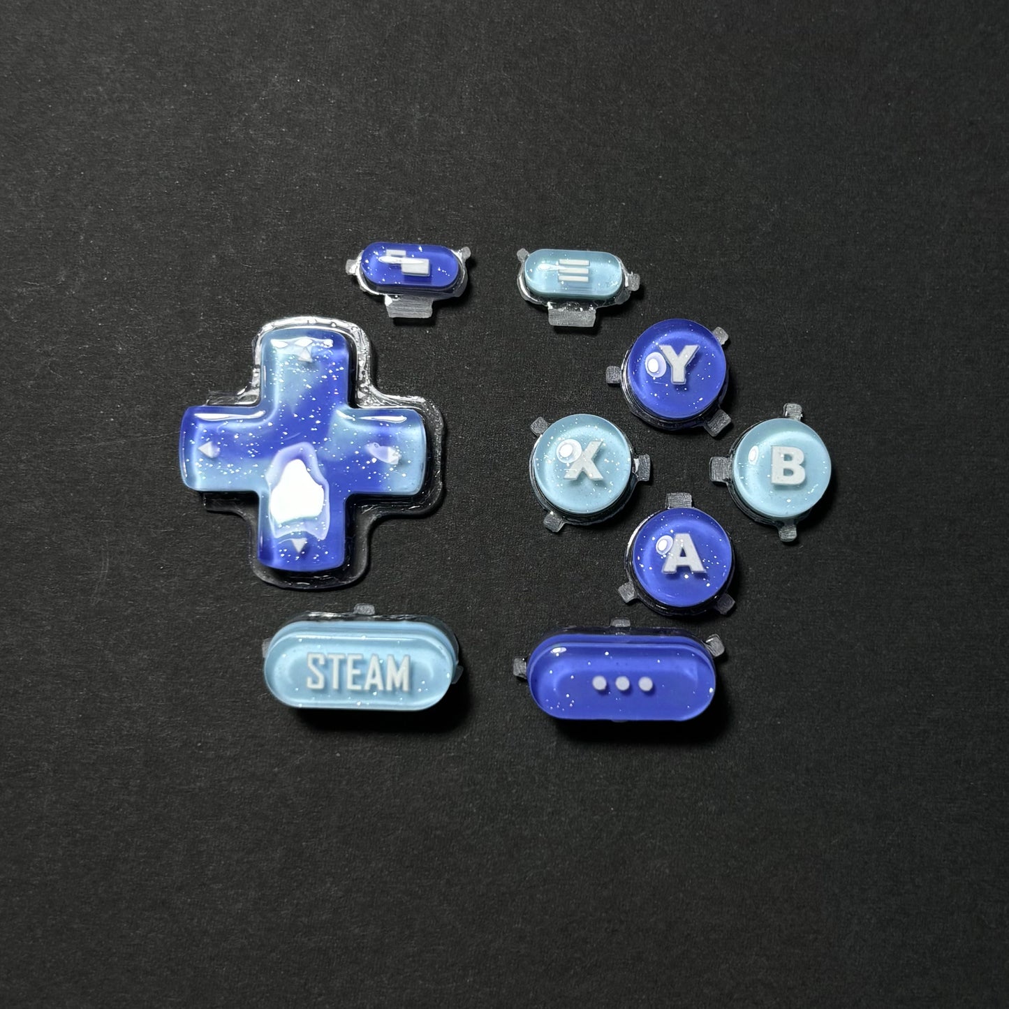 Ocean Blue Marble Glitter Button Set for Steam Deck
