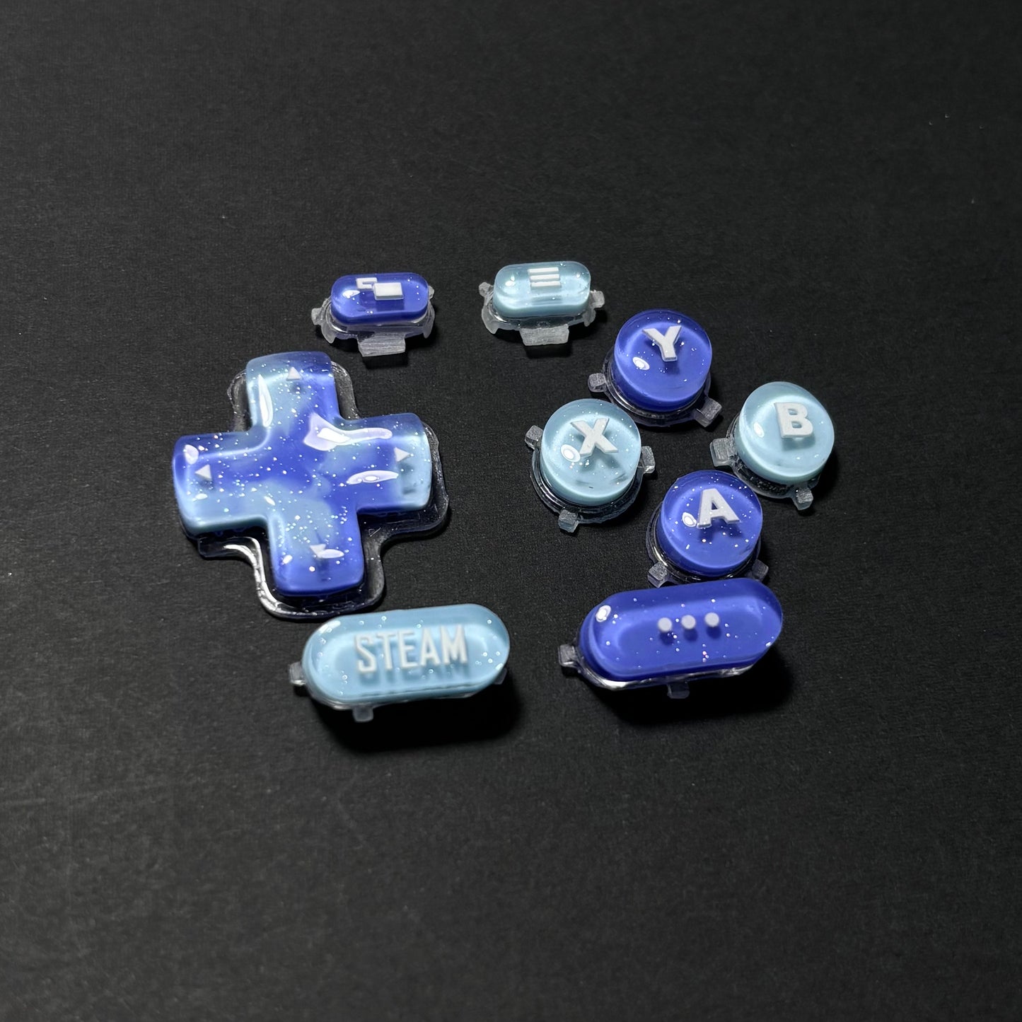 Ocean Blue Marble Glitter Button Set for Steam Deck