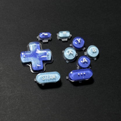 Ocean Blue Marble Glitter Button Set for Steam Deck
