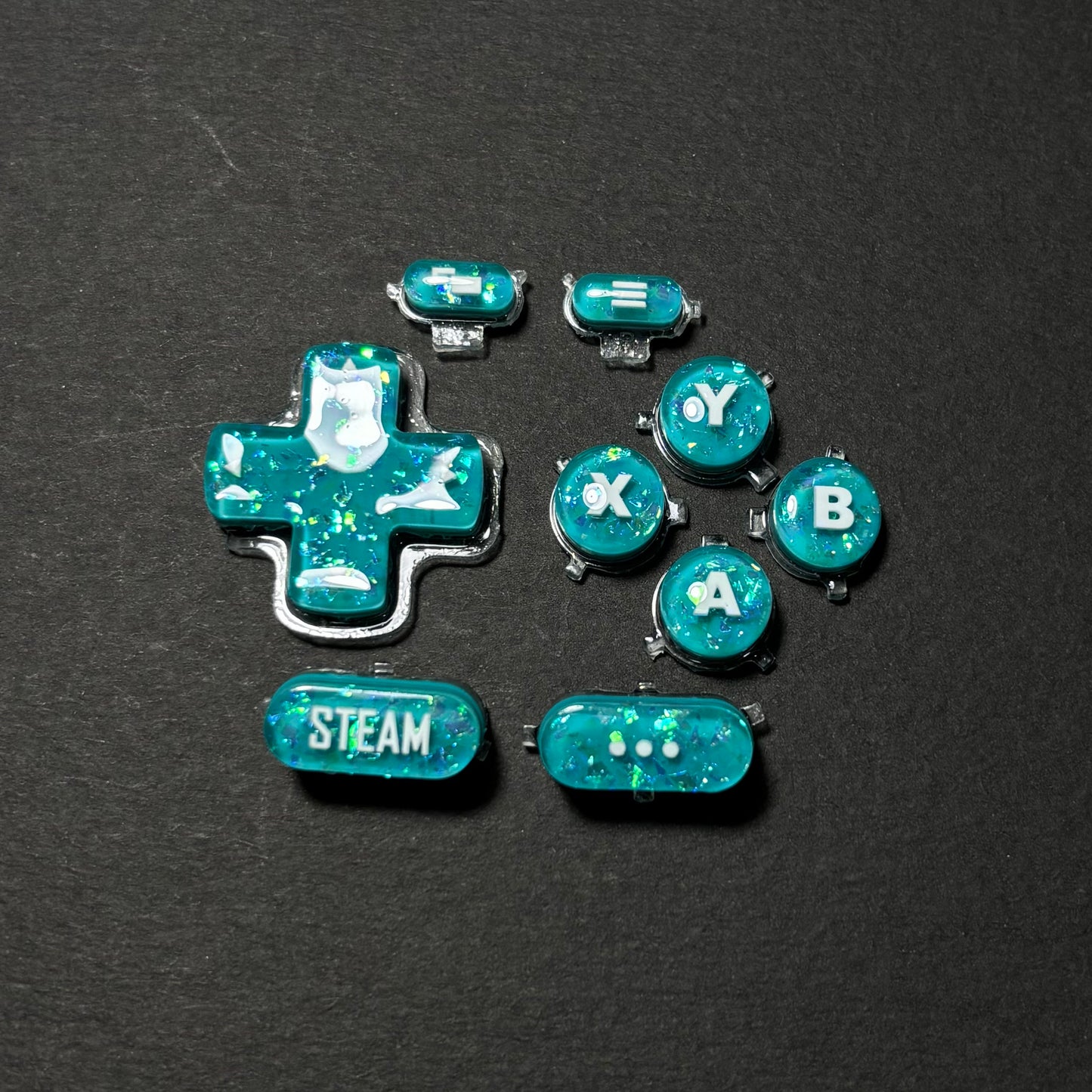 Turquoise Opal Glitter Button Set for Steam Deck