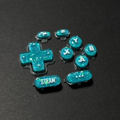 Turquoise Opal Glitter Button Set for Steam Deck