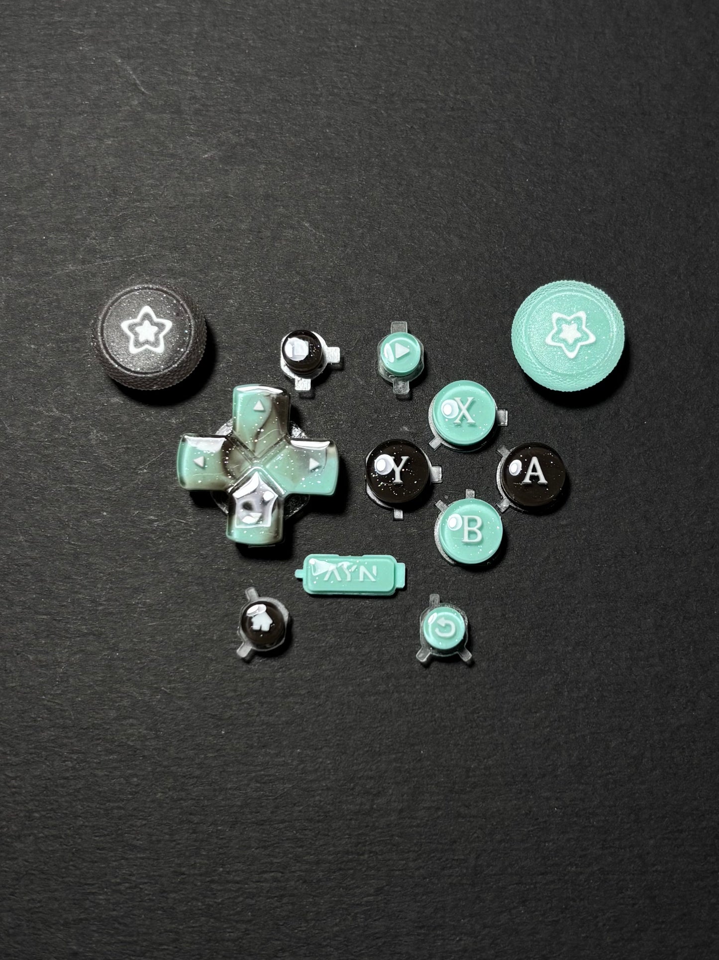 Mint Chocolate Star Button & Thumbstick Cap Set for AYN Thor