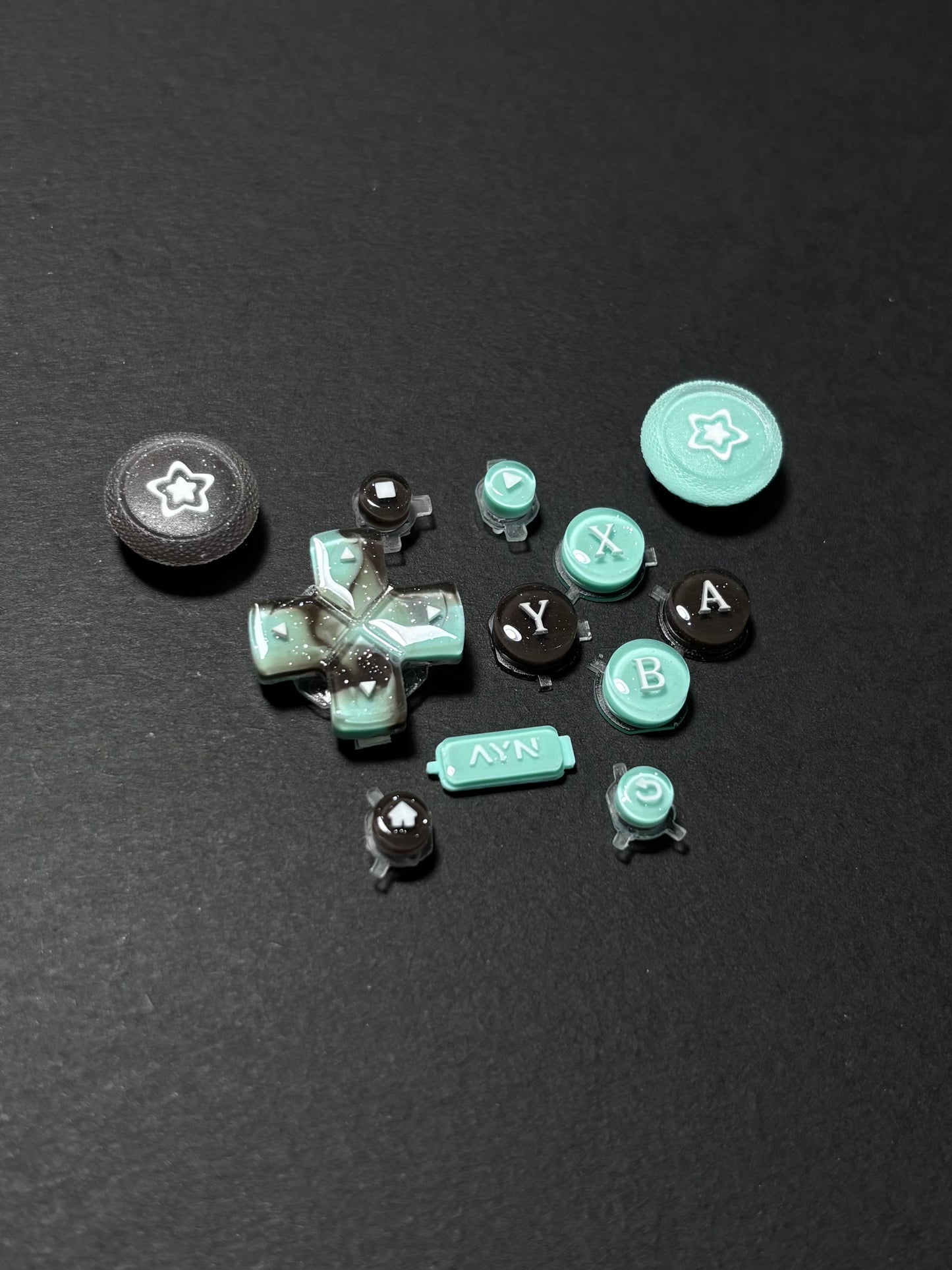 Mint Chocolate Star Button & Thumbstick Cap Set for AYN Thor