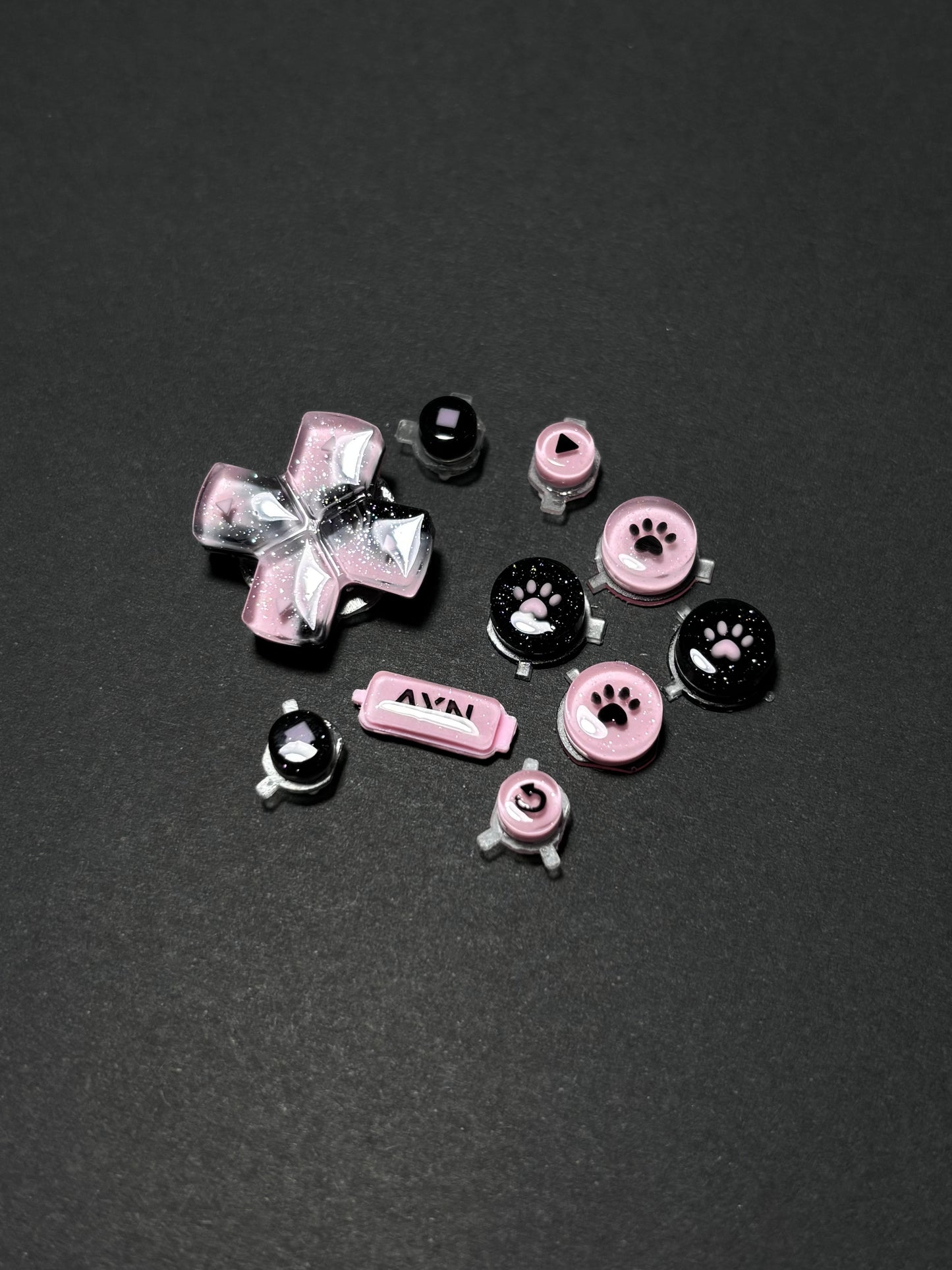 Black Pink Paw Buttons & Thumbstick Caps for AYN Thor